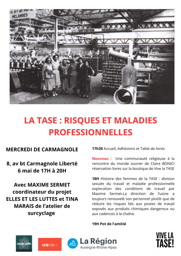 Mercredi de Carmagnole le 6 mai : Risques et maladies professionnelles à la TASE